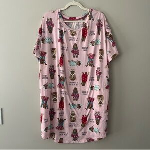 Secret Treasures Women's Pink Bear Graphic Sleepshirt Nightgown Size L/XL